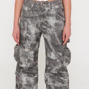 Luxe To Kill-Charcoal Acid Wash Oversized Vegan Leather Trouser COACHELLA PANTS